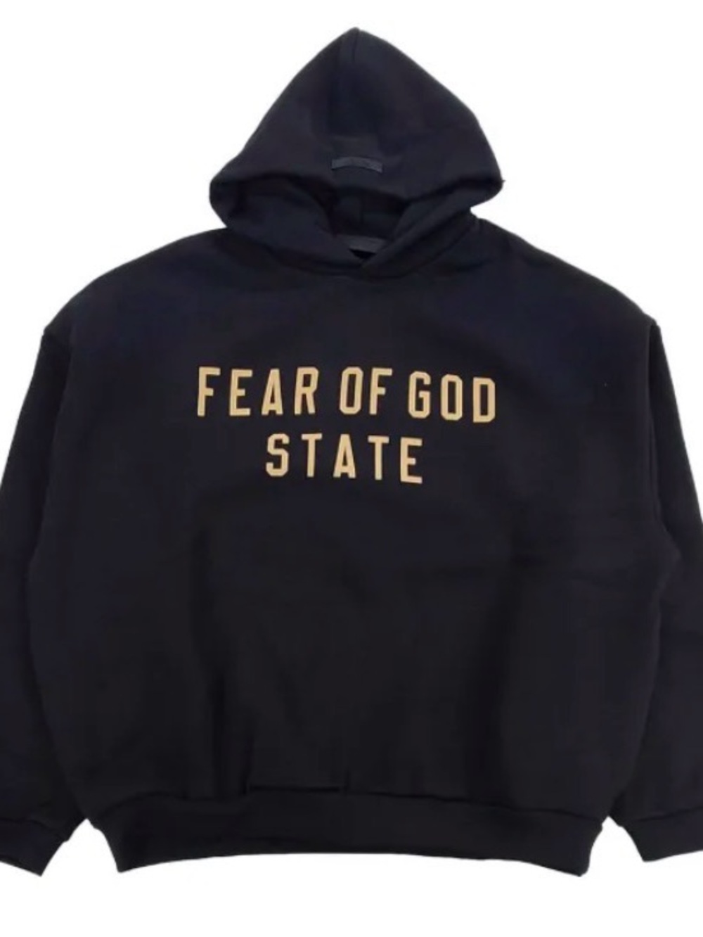Fear of God Black Hoodie with Gold STATE Text